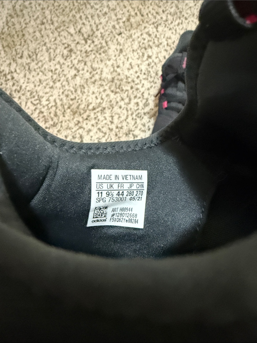 adidas Black Sneakers with Pink Accents and White Soles - Picture 2 of 4